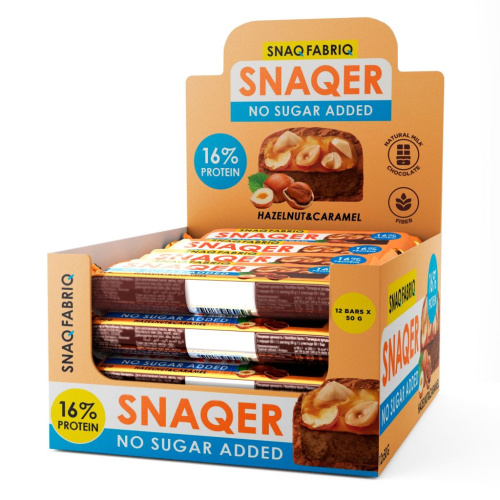 Батончик  в шоколаде "SNAQER" - Фундук и карамель (12 штук)
