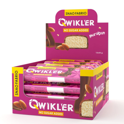 Шоколадный батончик без сахара "QWIKLER" (Квиклер) - Марципан (12 шт)