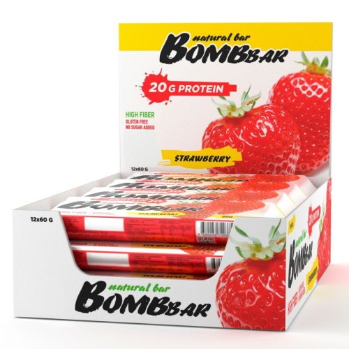 Протеиновый батончик Bombbar - Клубника (12 шт.)