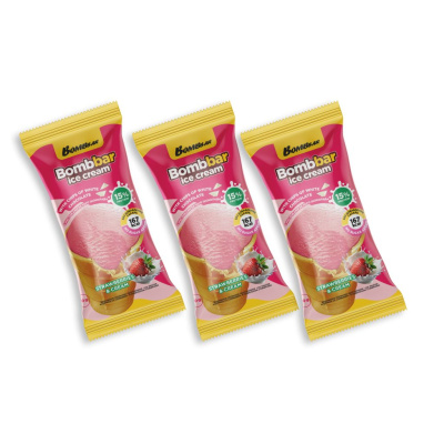 Мороженое-стаканчик протеиновое без сахара - Клубника со сливками (3 шт.)