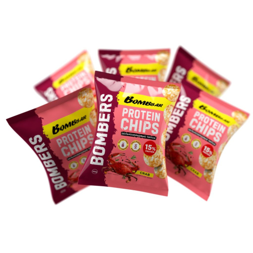 Чипсы протеиновые цельнозерновые - BOMBERS - Краб (6 шт.)