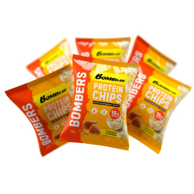 Чипсы протеиновые цельнозерновые - BOMBERS - Нежный сыр (6 шт.)