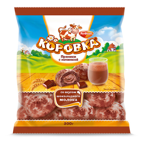Пряники Коровка с начинкой Шоколадное молоко, Рот Фронт, 300 гр
