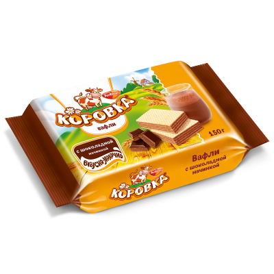Вафли Коровка с шоколадной начинкой, Рот Фронт, 150 гр.