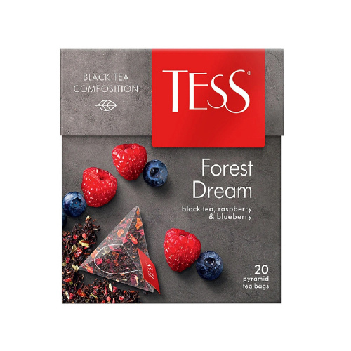 Чай черный Tess Forest Dream со вкусом малины и черники, в пирамидках, 20 шт.