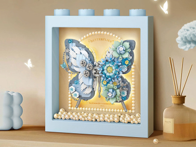 1961_MK Конструктор Голубая бабочка в рамке