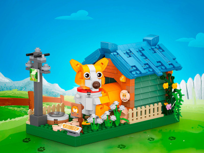 1256_MK Конструктор Корги в домике