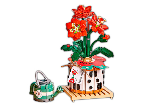 1285_MK Конструктор Красный цветок в горшке