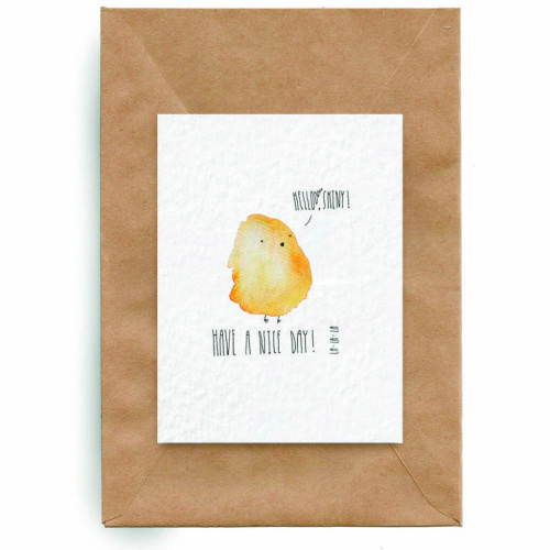 Открытка Yetti "Птичка have a nice day"