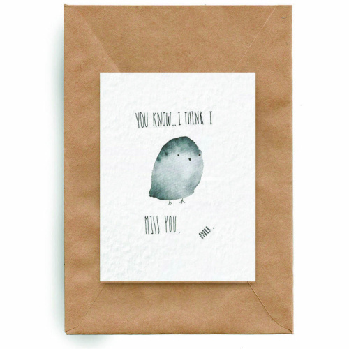 Открытка Yetti "Птичка miss you"