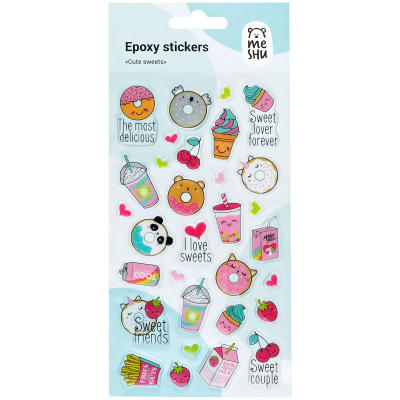 Наклейки гелевые MESHU "Cute sweets", 10*22 см, 31 наклейка, инд. уп., европодвес