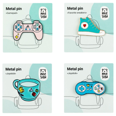 Набор металлических значков MESHU "Gamer's set", эмаль, 4 шт