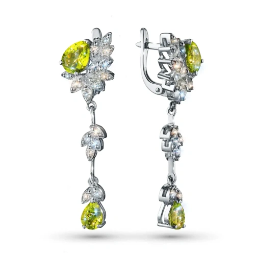 Серьги из серебра с топазами и хризолитами э0681сг04260357