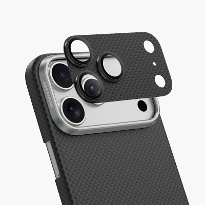 Защитное стекло на камеру Keephone Kevlar для Apple iPhone 17 Pro шахматное плетение арамид (серый)