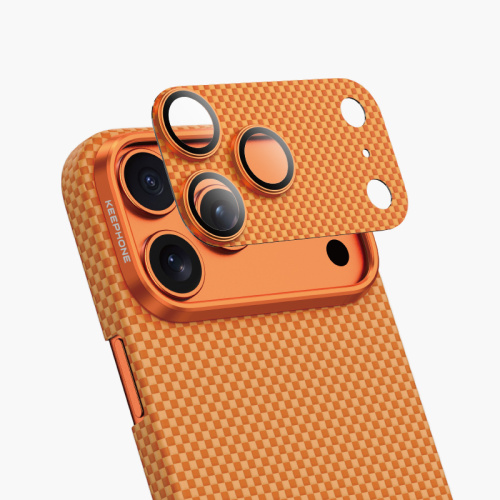 Защитное стекло на камеру Keephone Kevlar для Apple iPhone 17 Pro Max шахматное плетение арамид (оранжевый)