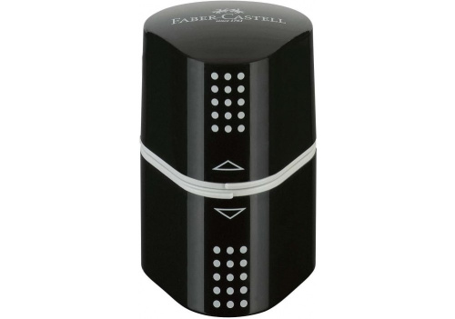 Точилка пластиковая Faber-Castell "Trio Grip 2001" 3 отверстия, 2 контейнера, черная