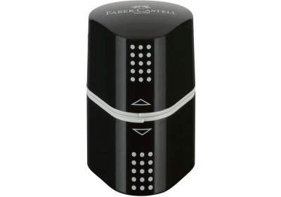 Точилка пластиковая Faber-Castell "Trio Grip 2001" 3 отверстия, 2 контейнера, черная