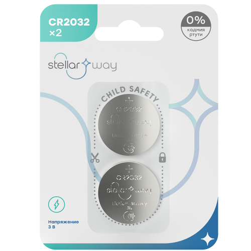 Элемент питания  Stellarway , литиевая батарея питания, 2шт (BTR-CR2032-BL2)