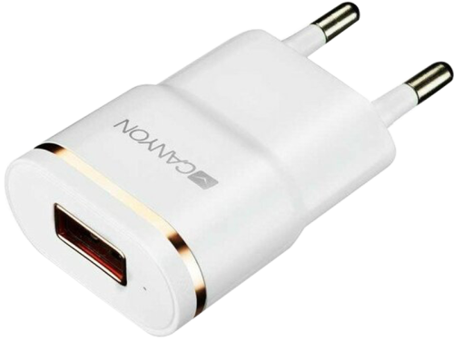 Зарядное устройство сетевое Canyon CNE-CHA01WR 1A USB-порт, белый с золотом