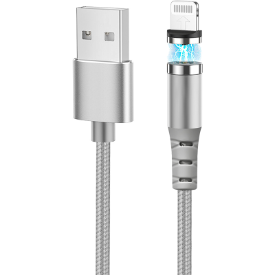 Кабель Gerffins USB-A -  Lightning, 1м., серебристый