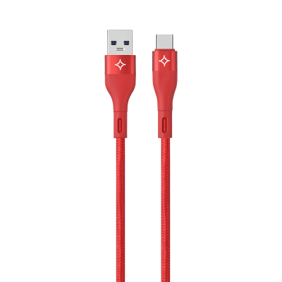 Кабель Stellarway USB-A/C 3A, 1м, нейлоновый, красный