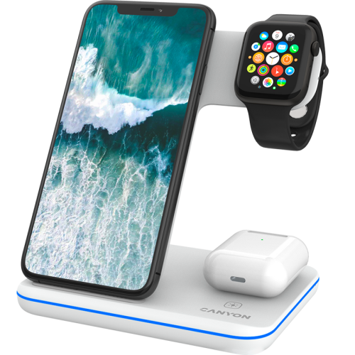 Зарядное устройство беспроводное Canyon Qi WS-303 15W, белое