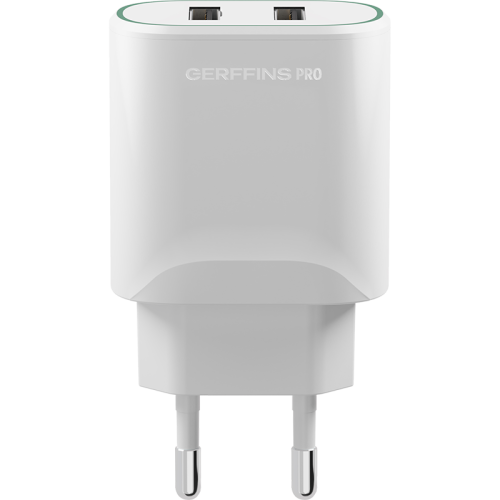Зарядное устройство сетевое Gerffins Pro USB-A/A 1A/2,4A, белое