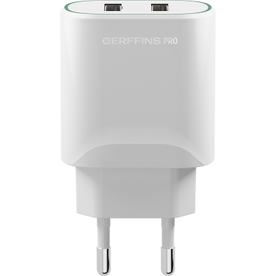 Зарядное устройство сетевое Gerffins Pro USB-A/A 1A/2,4A, белое