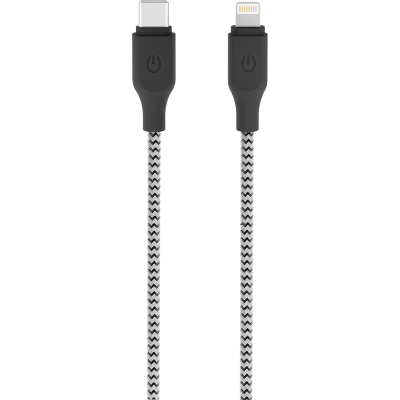 Кабель Gerffins USB-C -  Lightning, 1м., черно-белый