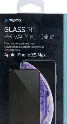 Защитное стекло Deppa Anti-Spy для Apple iPhone XS Max 3D Full Glue (черная рамка)