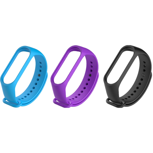 Набор ремешков  Bron для Mi Band 3/Mi Band 4 (чёрный, фиолетовый, голубой)