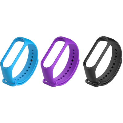Набор ремешков  Bron для Mi Band 3/Mi Band 4 (чёрный, фиолетовый, голубой)