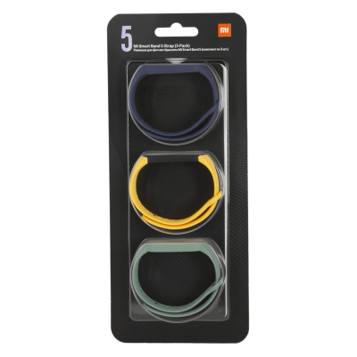 Ремешок  Xiaomi Mi Band 5 синий/жёлтый/зелёный (3 шт.)
