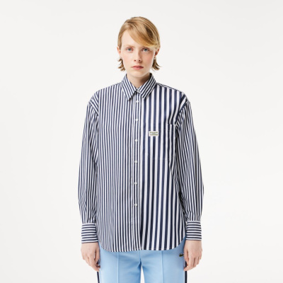 Женская рубашка Lacoste x Bandier из хлопкового поплина в полоску