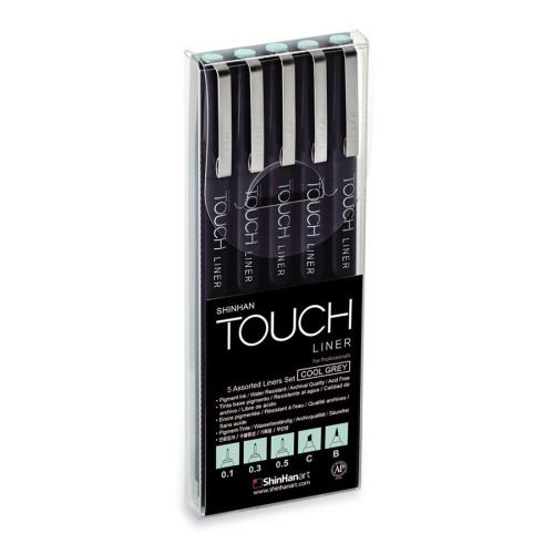 Набор линеров Touch Liner 5 шт. 0,1 мм-0,5 мм C, B, цвет серый холодный