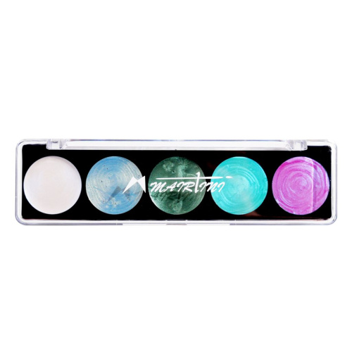 Набор акварели Mairtini "Metallic Pearlescent" 5 перламутровых цветов (Polarized Color), палетка