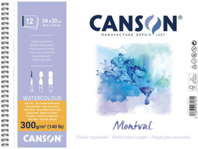 Альбом для акварели на спирали Canson "Montval" Fin 24х32 см 12 л 300 г