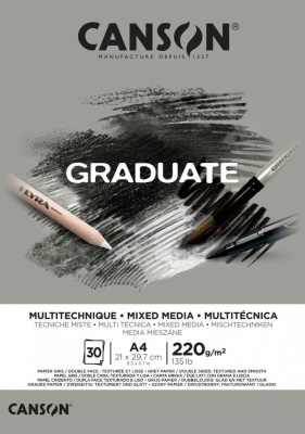 Альбом-склейка для смешанных техник Canson "Graduate Mix Media" Серый A4 30 л 220 г