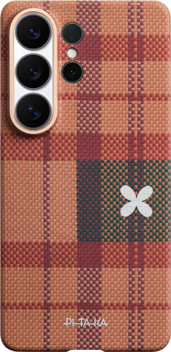Чехол Pitaka Flora in Grid для Galaxy S26 Ultra оранжевый