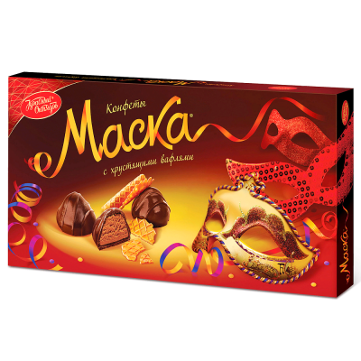 Конфеты в коробке «Маска», с хрустящими вафлями, 300 гр.