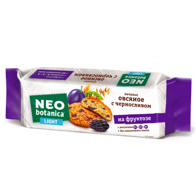 Печенье овсяное Neo-Botanica, с черносливом, на фруктозе, 280 гр
