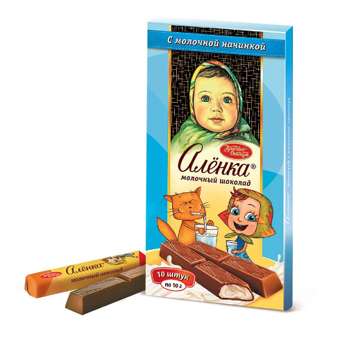 Шоколад «Алёнка» в стиках с молочной начинкой, Красный Октябрь, 90 гр.