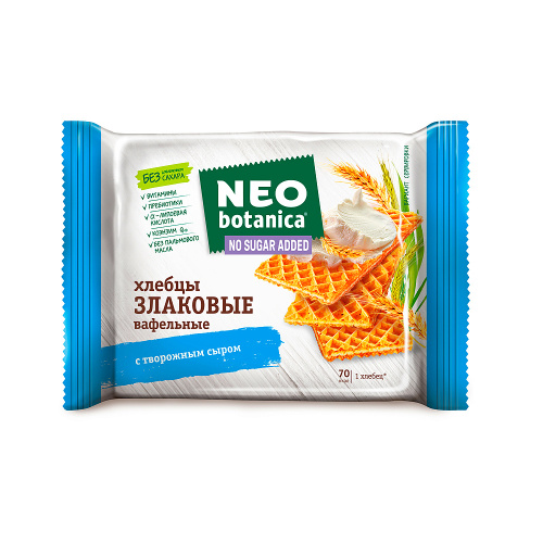 Вафельные хлебцы Neo-Botanica, злаковые, с творожным сыром, 75 гр