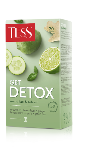 Чай зеленый TESS Get Detox с огурцом, лаймом и базиликом в пирамидках, 20 шт.