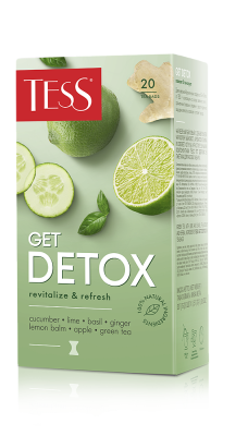 Чай зеленый TESS Get Detox с огурцом, лаймом и базиликом в пирамидках, 20 шт.