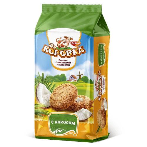 Печенье сдобное Коровка, с овсяными хлопьями и кокосом, 152 гр