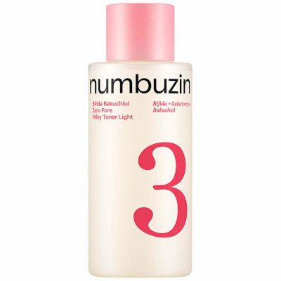 Лёгкий молочный тонер для сужения пор Numbuzin No.3 Bifida Bakuchiol Zero Pore Milky Toner Light