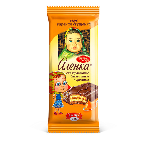 Бисквитные пирожные «Алёнка» вкус вареная сгущенка, 150 гр.