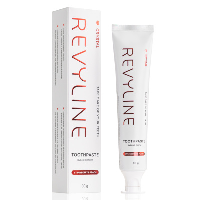Зубная паста Revyline Crystal Клубника и Персик, без фтора, 80 г