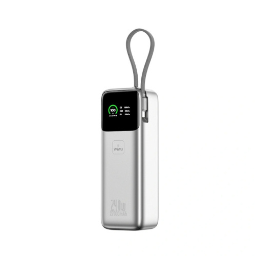 Внешний аккумулятор WiWU Mega 27000mAh 240W/кабель Type-C (PM201) (серебристый)